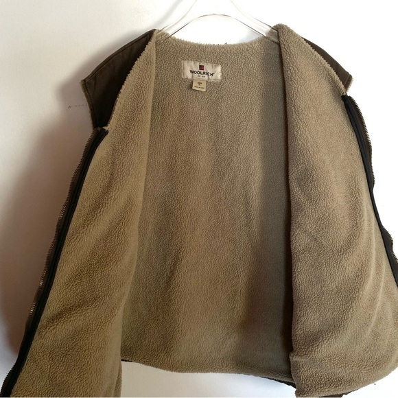 WOOLRICH Sherpa lined Canvas duck zip up Vest Brown Mens size XL - Picture 6 of 9